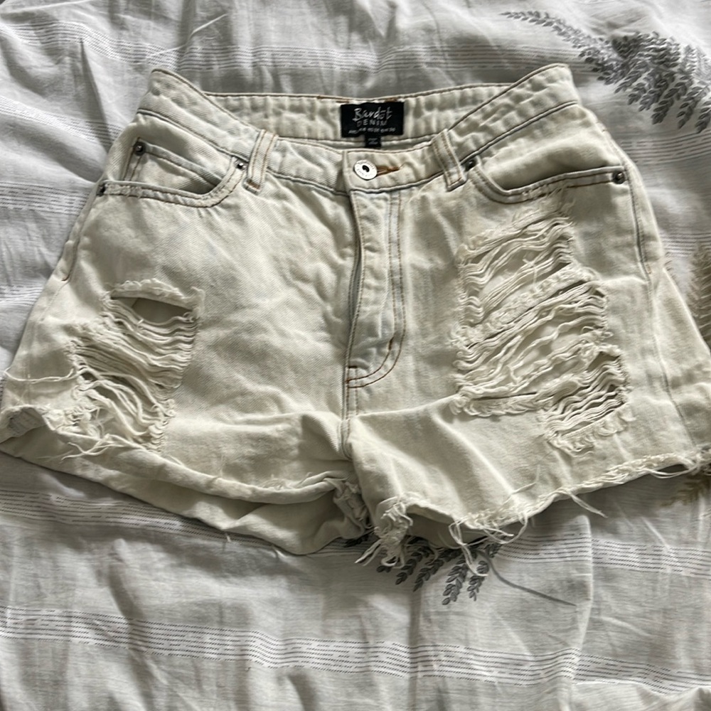 Cream White Jean Shorts